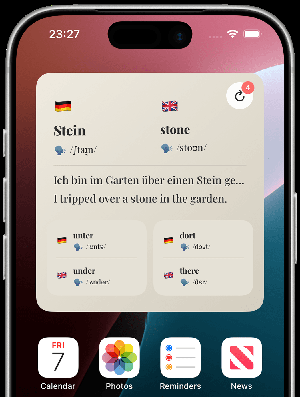 Lingufy home-screen widgets